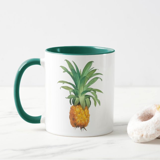 Yellow Orange Green Pineapple  Mug (With Donut)