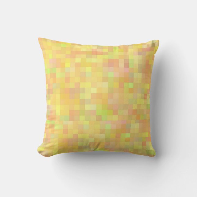 Yellow orange green pixel blocks art throw pillow (Front)