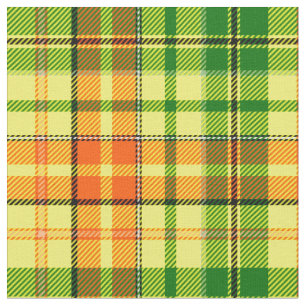 Yellow Orange Green Plaid Tartan Design Fabric