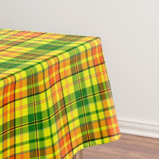 Yellow Orange Green Plaid Tartan Design  Tablecloth (In Situ)