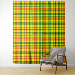 Yellow Orange Green Plaid Tartan Design  Tapestry