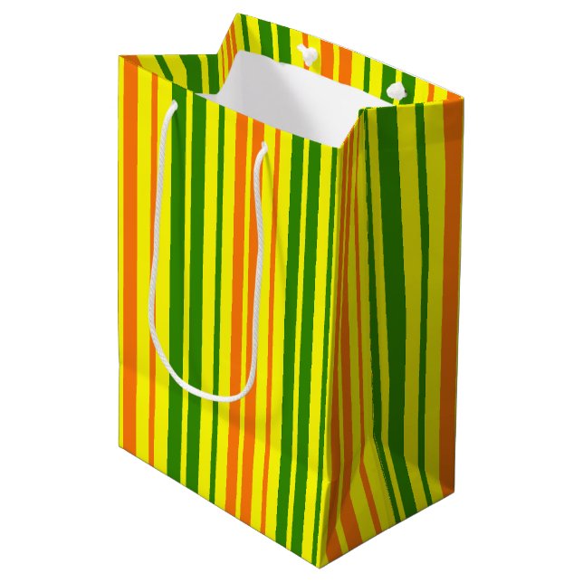 Yellow Orange Green Vertical Stripes Design   Medium Gift Bag (Front Angled)