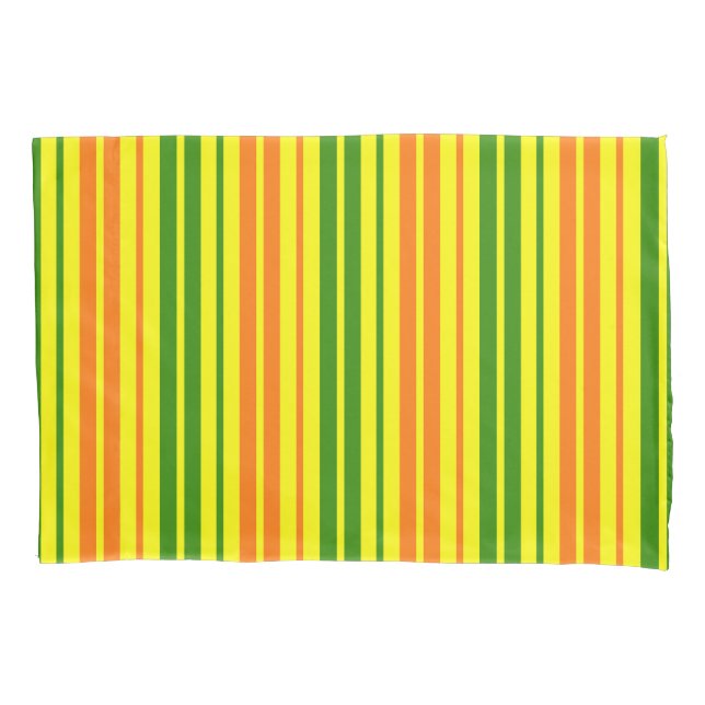 Yellow Orange Green Vertical Stripes Design   Pillowcase (Front)