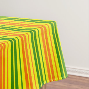 Yellow Orange Green Vertical Stripes Design Tablecloth