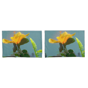 Yellow Orange Hibiscus Flower Pillowcase