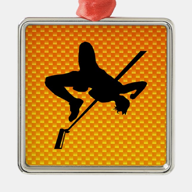 Yellow Orange High Jump Metal Ornament (Front)