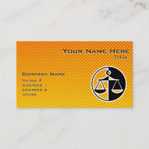 Yellow Orange Justice Scales Business Card