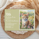 Yellow Orange Kitten Cat Lover 70th Birthday Invitation<br><div class="desc">Cute yellow/orange cat/kitten watercolor painting 70th birthday party invitation for women. This card can be designed for anyone of any age. Contact me for assistance with your customization or to request additional matching or coordinating products for your celebration.</div>