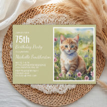 Yellow Orange Kitten Cat Lover 75th Birthday