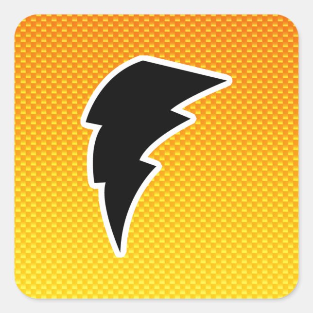 Yellow Orange Lightning Bolt Square Sticker (Front)