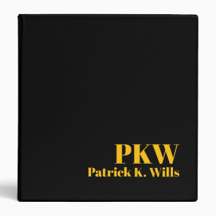 Yellow-Orange Monogram Black Portfolio  Binder