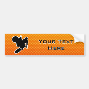 Yellow Orange Motocross Whip Bumper Sticker