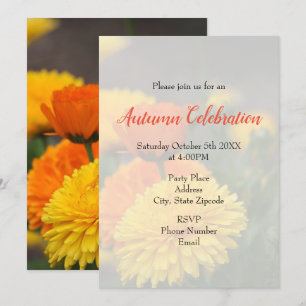 Yellow Orange Mums Invitation
