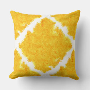 Yellow/Orange n White Tie Dye Throw Pillow