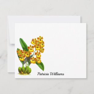 Yellow Orange Orchid Flower Personalized Note Card