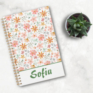 Yellow orange pattern flower green name planner