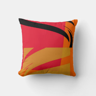 Yellow Orange Pink Retro Abstract Art Deco Throw Pillow