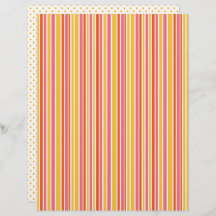 Yellow, Orange Pink Striped & Polka Dots Scrapbook