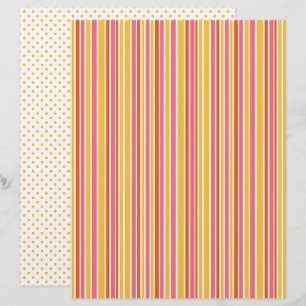 Yellow, Orange Pink Striped & Polka Dots Scrapbook