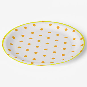 Yellow Orange Polka Dots Paper Plate