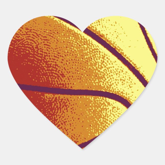 Yellow Orange Pop Art Basketball Heart Sticker (Front)