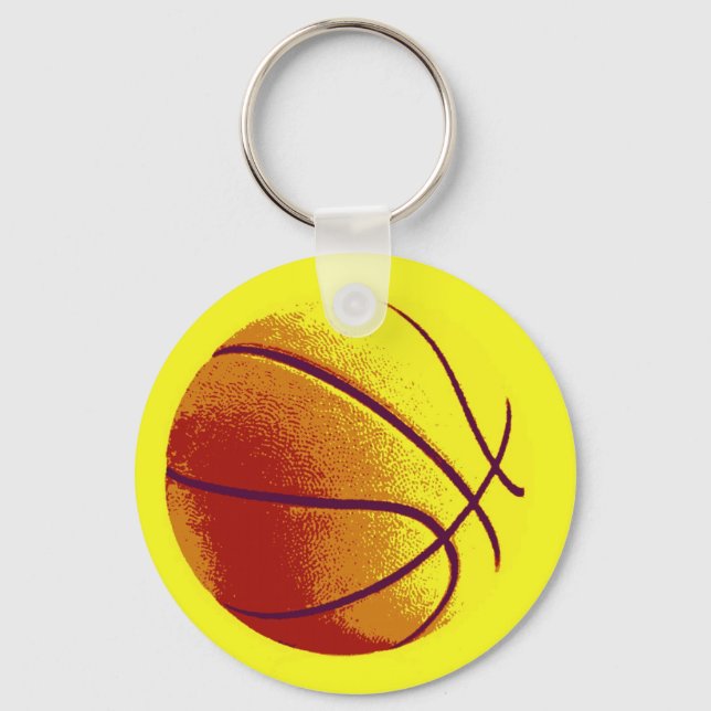 Yellow Orange Pop Art Basketball Keychain (Front)
