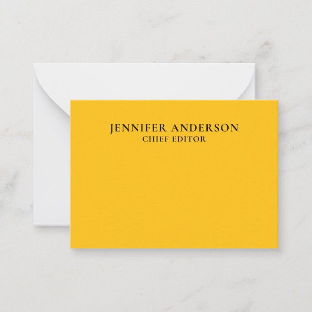 Yellow Orange Professional Modern Plain Minimalist Card (Front)