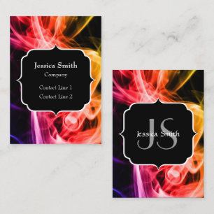 Yellow Orange Purple Abstract Smoke Monogram Business Card