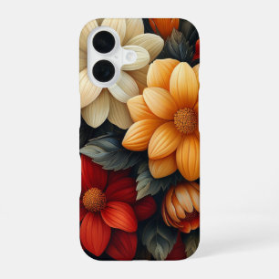 Yellow, Orange, Red Flowered iPhone 16 Case