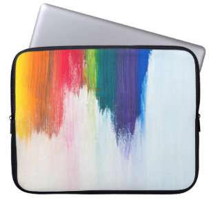 Yellow, orange, red, green, and blue abstract pain laptop sleeve