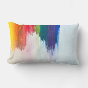 Yellow, orange, red, green, and blue abstract pain lumbar pillow