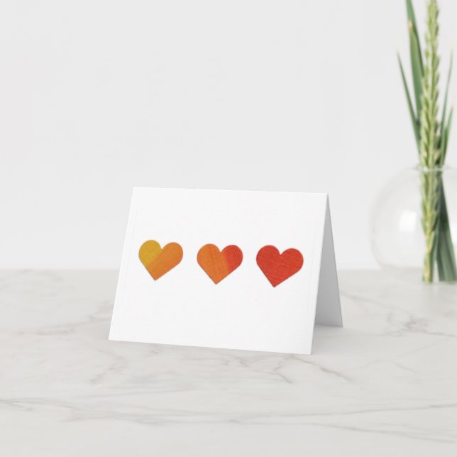 Yellow, Orange, Red Hearts Holiday Card (Front)