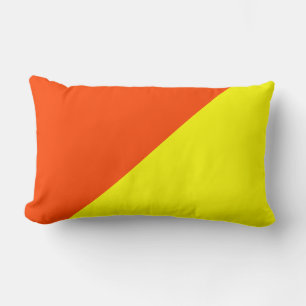 Yellow & Orange-red Solid Colour Background Lumbar Pillow