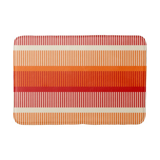 Yellow Orange Red Striped Pattern Bath Mat (Front)