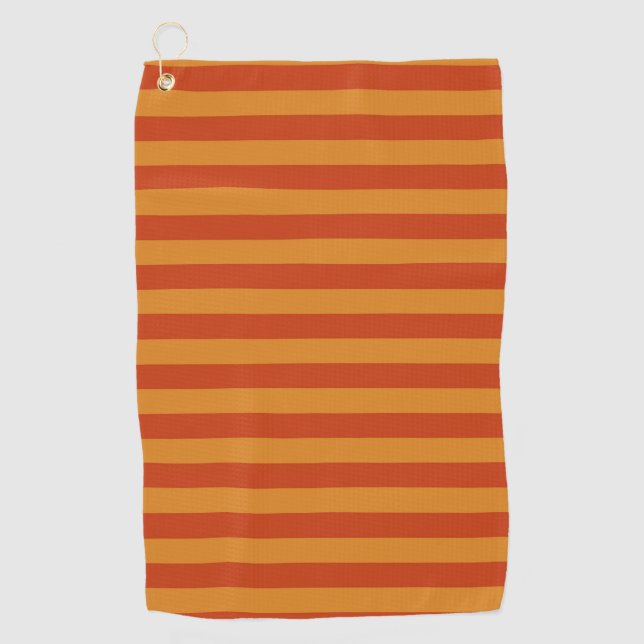 Yellow Orange Retro Color Stripes Pattern Golf Towel (Front)