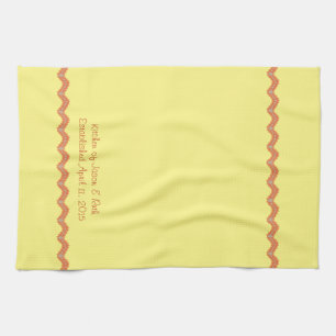 Yellow Orange RicRac Monogram Tea Kitchen Towel