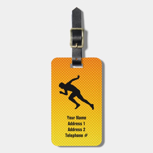 Yellow Orange Running Luggage Tag (Front Vertical)