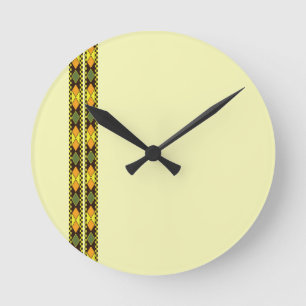Yellow Orange Seamless Design Round Clock