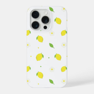 Yellow Orange Seamless Pattern with White Flowers iPhone 15 Pro Case