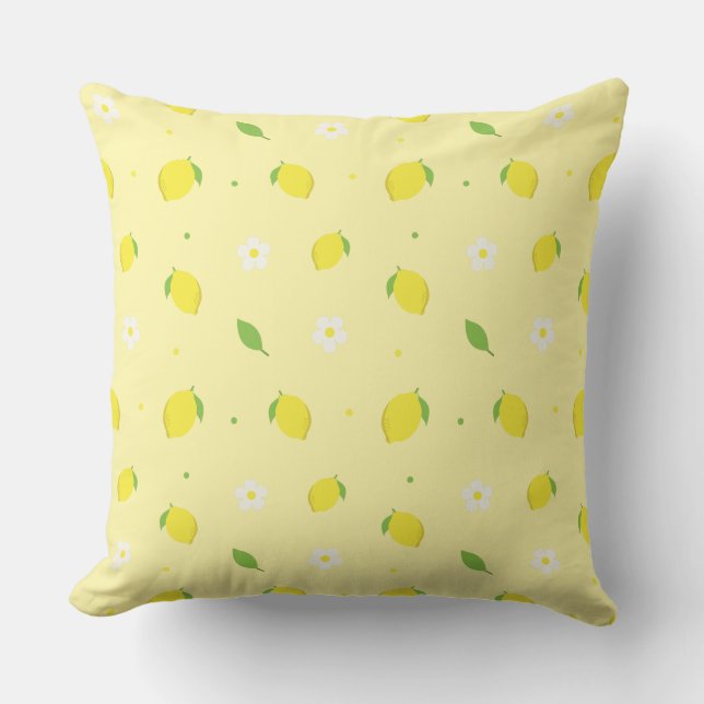 Yellow Orange Seamless Pattern with White Flowers  Throw Pillow (Front)