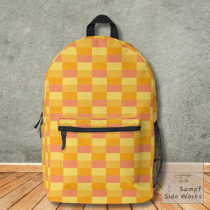 Yellow Orange Shades Color Blocks Printed Backpack