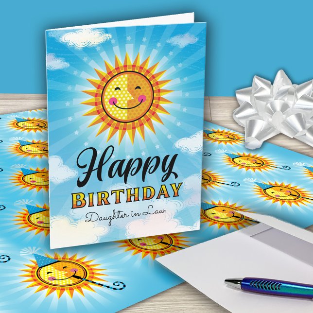 Yellow Orange Smiling Sun Daughter In Law Birthday Card (Creator Uploaded)
