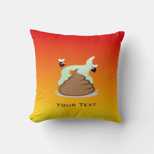 Yellow Orange Stinky Poo Throw Pillow (Front)