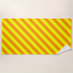 Yellow Orange Stripes Lines Beach Towel