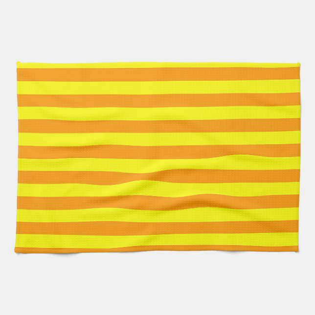Yellow Orange Stripes Lines Kitchen Towel (Horizontal)