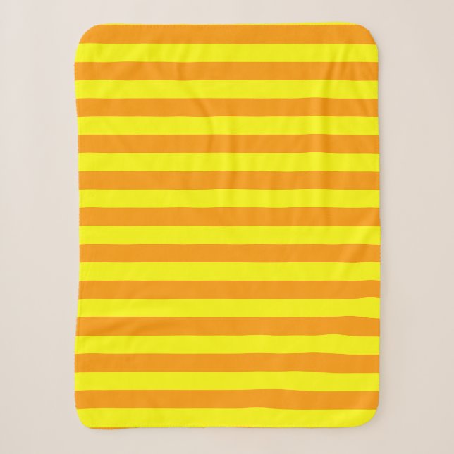 Yellow Orange Stripes Lines Sherpa Blanket (Front)