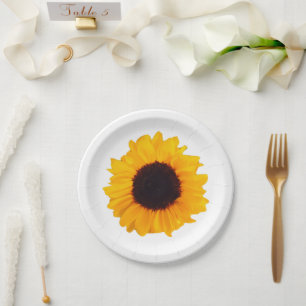 Yellow Orange Sunflower Floral 4Eve Paper Plate