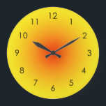 Yellow Orange Sunny Gradient Ombre Large Clock<br><div class="desc">Beautiful digital watercolor yellow to orange gradient ombre design. Gradient summer gifts.</div>