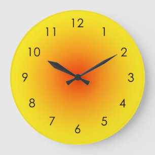 Yellow Orange Sunny Gradient Ombre Large Clock
