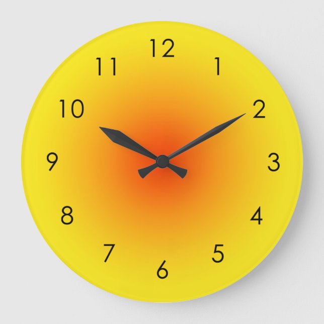 Yellow Orange Sunny Gradient Ombre  Large Clock (Front)